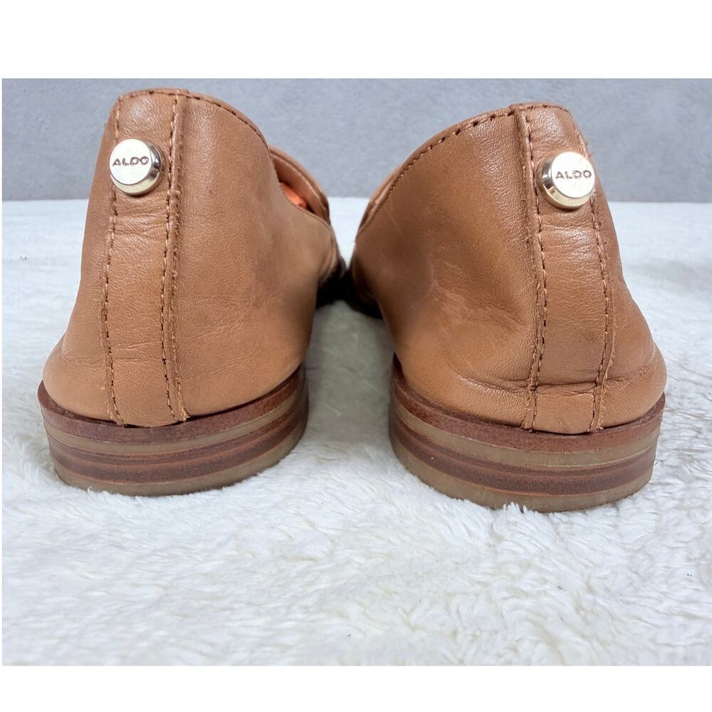 ALDO Veadith 2.0 Leather Loafers Women's 6.5 Tan Cognac Slip On Flats - Picture 3 of 10